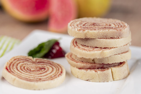 Bolo de rolo (swiss roll, roll cake) typical Brazilian dessert.