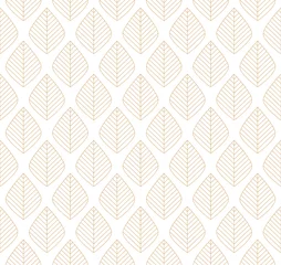 Wallpaper murals Geometric leaves Geometric trendy leaves vector seamless pattern. Abstract symmetry vector texture. Leaf background.