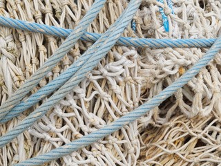 Fishing nets and blue ropes