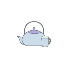 kettle and cup colored icon. Element of colored coffee icon for mobile concept and web apps. Color kettle and cup icon can be used for web and mobile