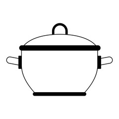 Steel pot isolated in black and white