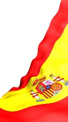 The flag of Spain. Official state symbol of the Kingdom of Spain. Concept: web, sports pages, language courses, travelling, design elements. 3d illustration