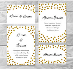 Set of festive gold polka dot template cards. © NikaMooni