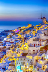 Traveling and New Destinations Concepts. Romantic Sunset at Santorini Island in Greece. Image Taken...
