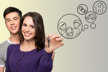 Two young people dreaming about