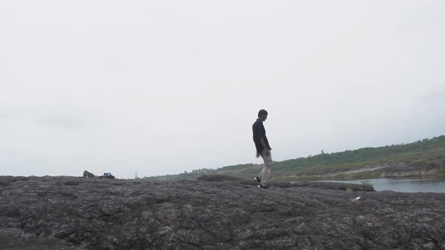 Walking on the rocks of rasulpur, vadodara, gujarat and watching beautiful  view