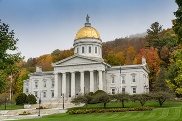 Vermont State House, Capital Building in Montpelier With Autumn Colors
