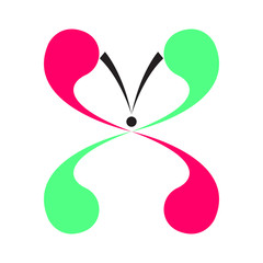 Colored abstract beautiful butterfly icon