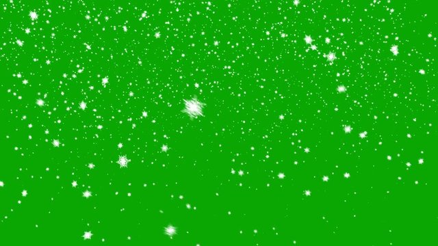 Snow Falls on a Green Background. Beautiful Seamless Looping 3d Animation. 4K