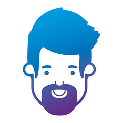 young man head with beard avatar character