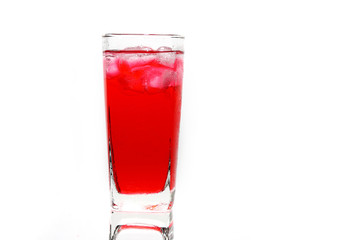 Clear glass with red water