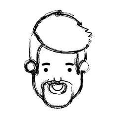young man head with beard avatar character