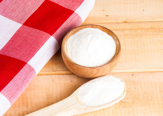 Hydrolyzed collagen protein on wooden table