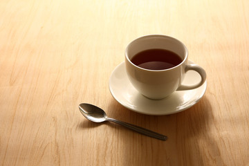 Glass tea on wooden table