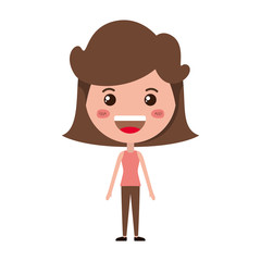 cartoon woman happy kawaii character