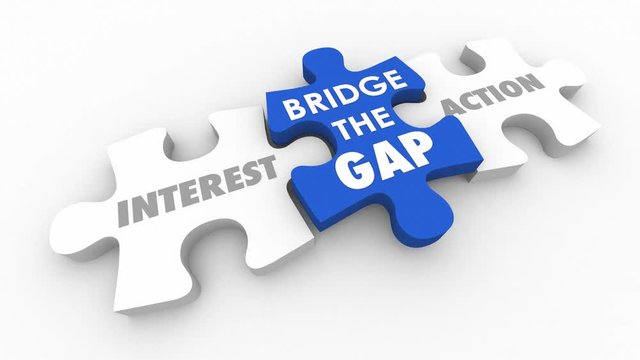 Interest Action Bridge the Gap Desire Awareness Puzzle Pieces 3d Animation