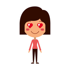 cartoon woman in love kawaii character