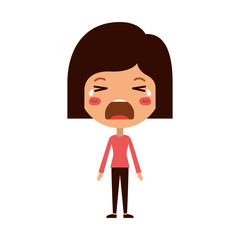 cartoon woman crying kawaii character