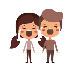cartoon crying couple kawaii characters