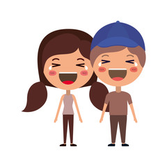Obraz na płótnie Canvas cartoon happy couple kawaii characters