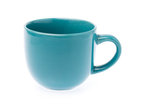 Green empty coffee cup isolated on white background