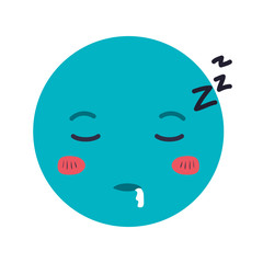 cartoon head asleep kawaii character