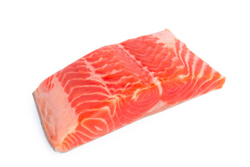fresh salmon fillet on white background