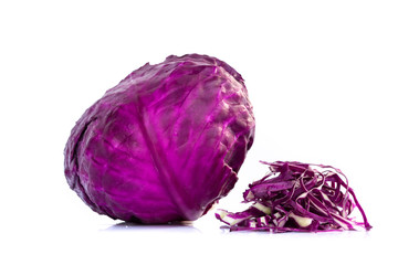 fresh red cabbages isolated on white background