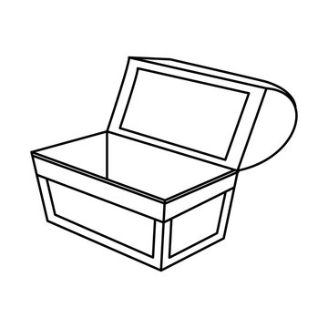 recommend clip art: outline open wooden chest box treasure