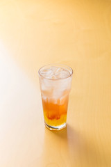 peach ade on the wooden table
