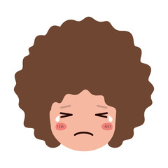 cartoon sad man head kawaii character