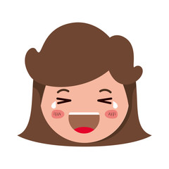 cartoon woman happy head kawaii character