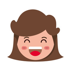 cartoon woman happy head kawaii character