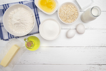 Baking Background on a White Wood Table