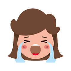 cartoon woman crying head kawaii character