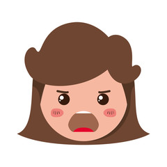 cartoon woman angry head kawaii character