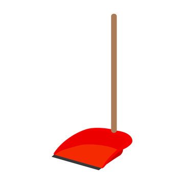 red dustpan with wooden handle clip art preview