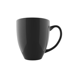 Single and Simple Bistro Cafe Mug in Standing Position Mockup Template with Shiny Ceramic and Black Color Isolated in White Background in Front View