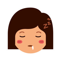 cartoon head woman asleep kawaii character