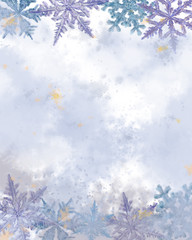 Snowflake Decorated Watercolor Textured Surface. Great for a template, Letterhead, Announcement, Advertisement, Card, and any Decorative Printable.