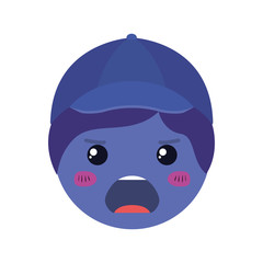 cartoon man angry head kawaii character