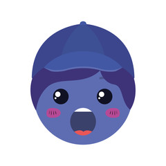 cartoon man head surprised kawaii character