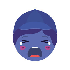 cartoon man crying head kawaii character