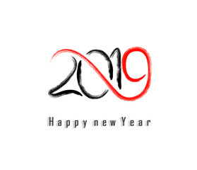 2019 Happy New Year greeting card. Vector design template.