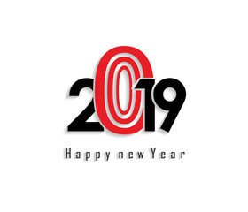 2019 Happy New Year greeting card. Vector design template.