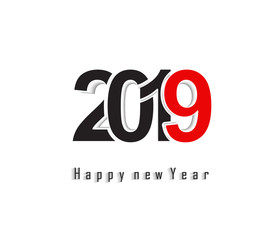 2019 Happy New Year greeting card. Vector design template.