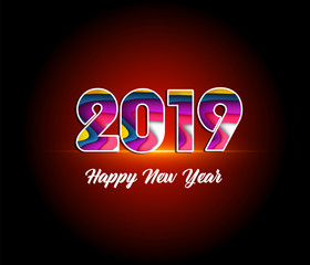 2019 Happy New Year greeting card. Vector design template.