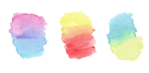 Colorful watercolor stroke  Gradient Set isolated on White Background. Hand Painting Illustration.