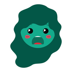 cartoon woman angry head kawaii character
