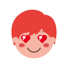 cartoon head man in love kawaii character